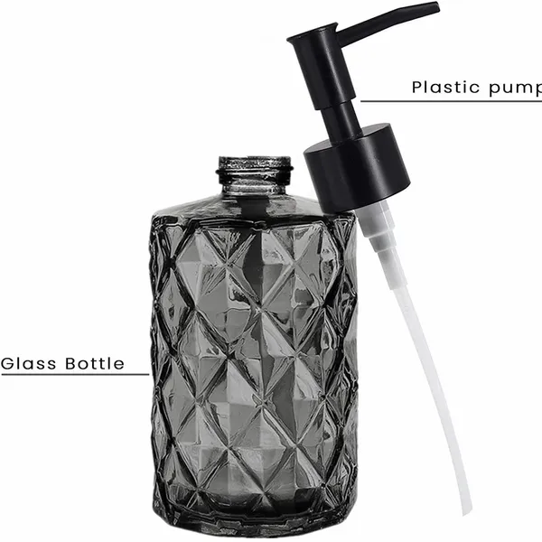 Amber Glass Liquid Soap Dispenser Pump Shampoo & Conditioner Dispenser 330ml – Color: Gray – View 4