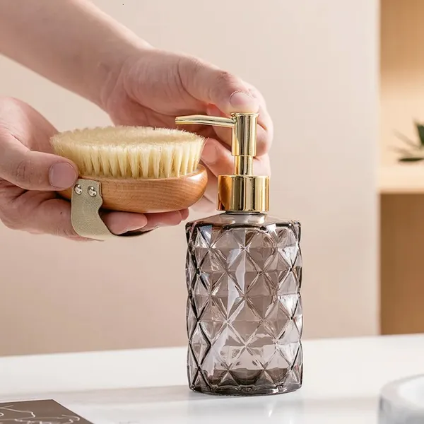 Amber Glass Liquid Soap Dispenser Pump Shampoo & Conditioner Dispenser 330ml – Color: Gray – View 5