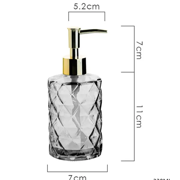 Amber Glass Liquid Soap Dispenser Pump Shampoo & Conditioner Dispenser 330ml – Color: Gray – View 2