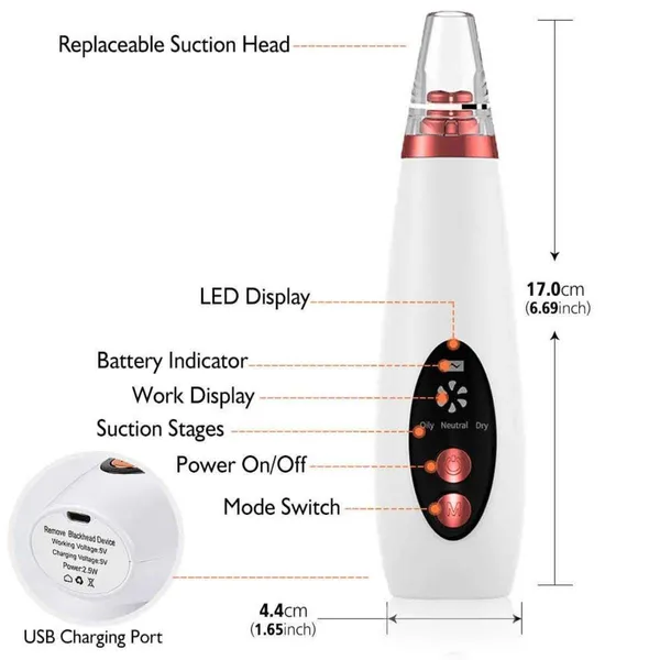 Multifunctional Electric Blackhead Remover – USB Rechargeable Pore Cleaner – View 2