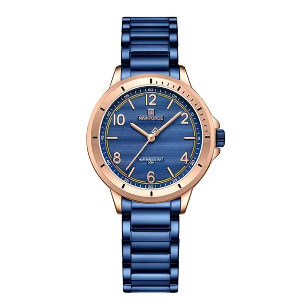 NAVIFORCE NF5021 Water Resistant Stainless Steel Quartz Women's Watch – Dial Color: Blue, Strap Color: Blue – View 1