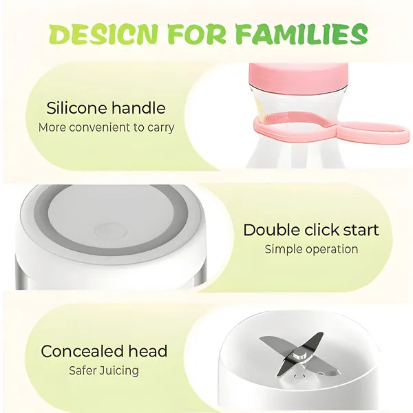 Electric Mini Juicer Bottle - 420ml USB Rechargeable Travel Blender – View 3