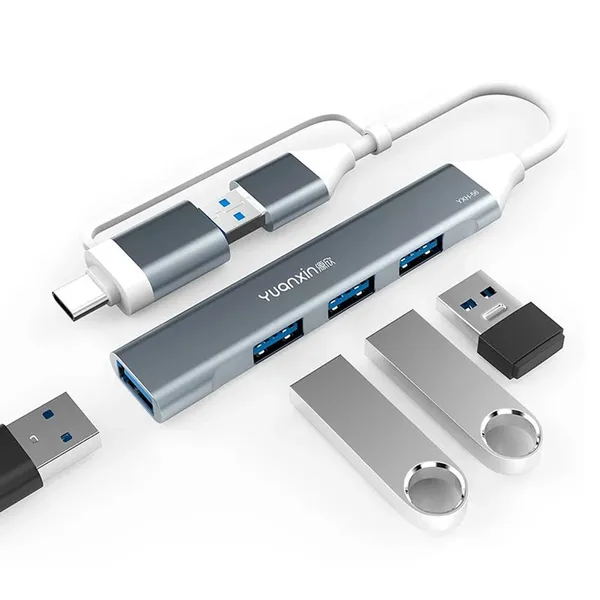 Yuanxin YXH-56 USB & Type-C Male to Quad USB Female Hub – View 2