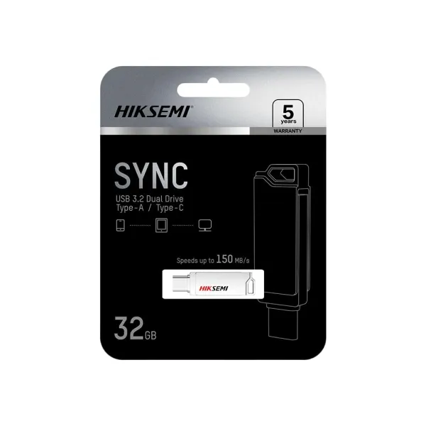 Hiksemi Sync HS-USB-E327C 32GB USB 3.2 & Type-C Silver Pen Drive – Storage Capacity: 64 GB – View 3