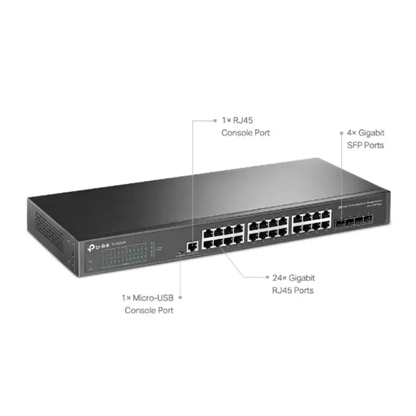 TP-Link TL-SG3428 24-Port Gigabit L2+ Managed Switch with 4 SFP Slots – View 2