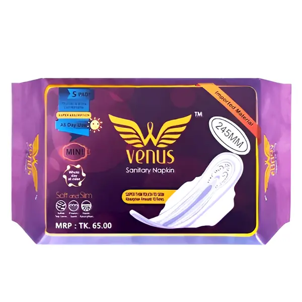 Venus Cotton Ultra‑Thin Sanitary Pads with Wings – View 1