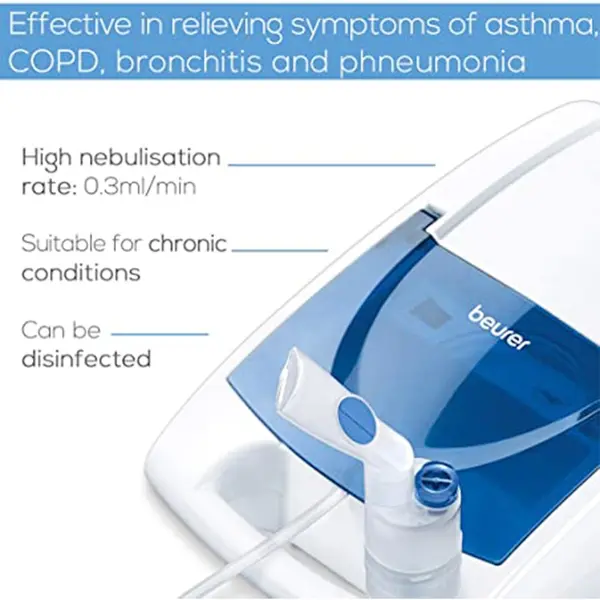 Beurer IH21 Home-Use Nebulizer Electric Inhaler for Nebulizing Liquid Medication – View 3