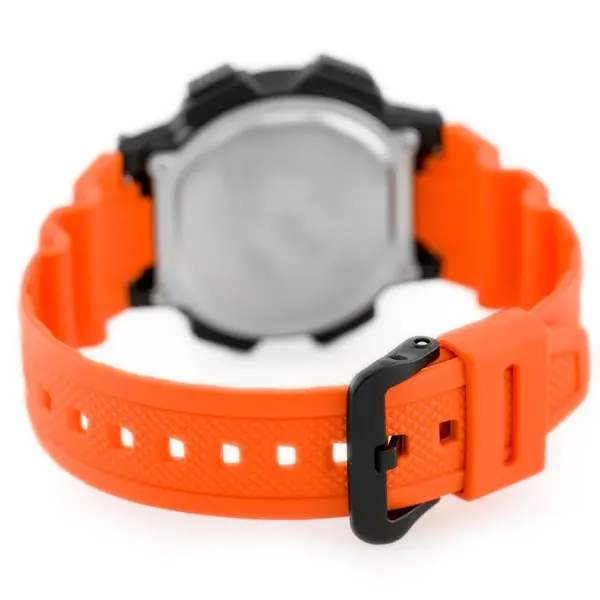 Casio AE-1000W-1AVDF Youth World Time Water Resistant Multifunctional Digital Watch  – Dial Color: Silver, Strap Color: Orange – View 4