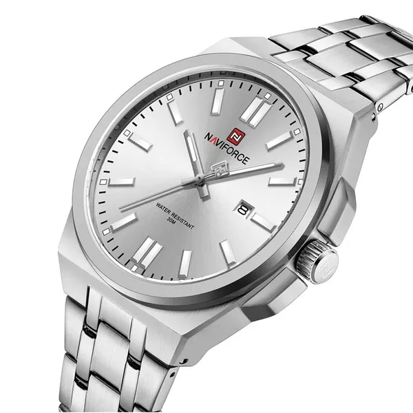 NAVIFORCE NF9226 Luminous Waterproof High-quality Quartz Men's Watch – Dial Color: White, Strap Color: Silver – View 2