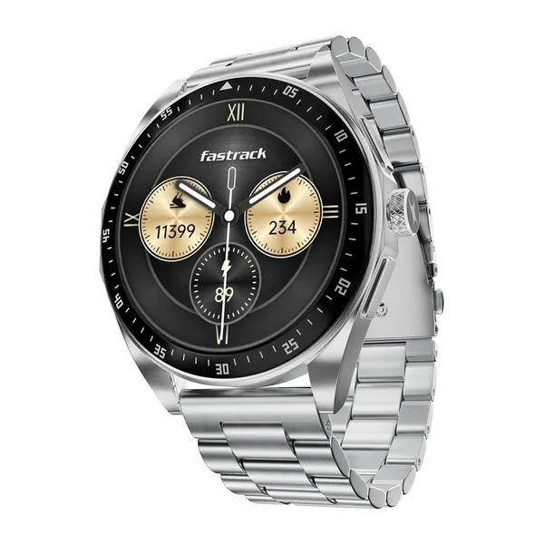 Fastrack Radiant FX1 Bluetooth Calling Smartwatch with Metal Strap – Color: Silver – View 2