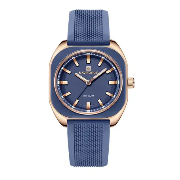 Naviforce 5061 Slim Analog Silicone Strap Casual Men's Watch – Dial Color: Blue, Strap Color: Blue – View 1