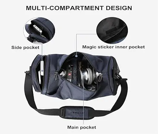 Small Sports Gym Bag Workout Lightweight Duffel Bags for Men and Women – Color: Gray – View 2