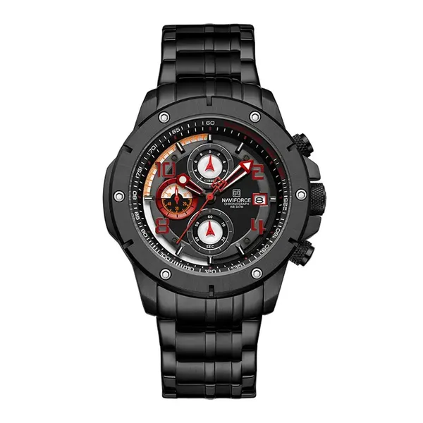 NAVIFORCE NF8056 Stylish and Trendy Men’s Watch – Dial Color: Red, Strap Color: Black – View 1