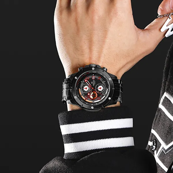 NAVIFORCE NF8056 Stylish and Trendy Men’s Watch – Dial Color: Red, Strap Color: Black – View 3
