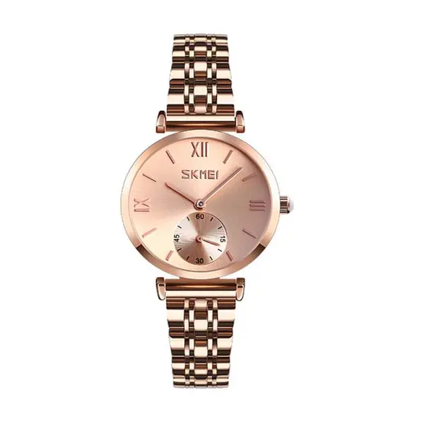 Skmei 9198 Stainless Luxury Quartz Women's Watch – Dial Color: Brown, Strap Color:  Brown  – View 1