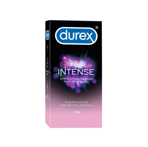 Durex Intense Condoms 10s – Ribbed & Dotted with Desirex Gel for Extra Sensation – View 2