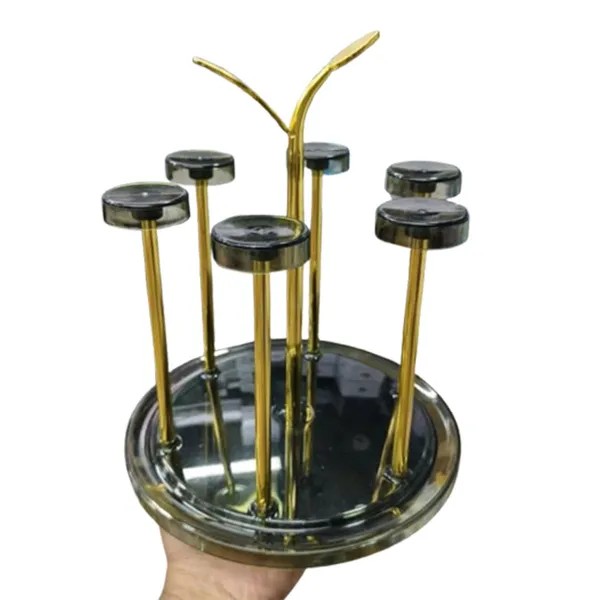 Revolving Metal Glass Stand 6pcs 8" x 10" Metal & Plastic Organizer Rack – View 2