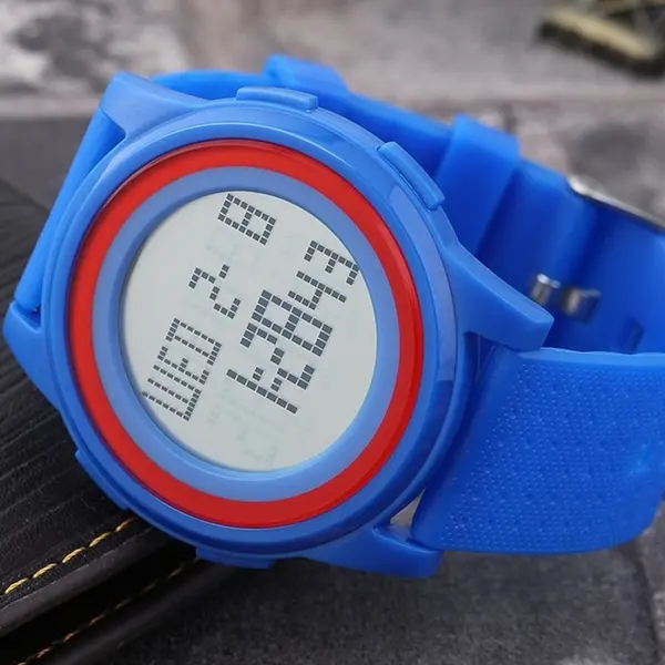 SKMEI 1206 Ultrathin Digital PU Leather Luminous Kid's Watch – Dial Color: Black, Strap Color: Blue – View 2