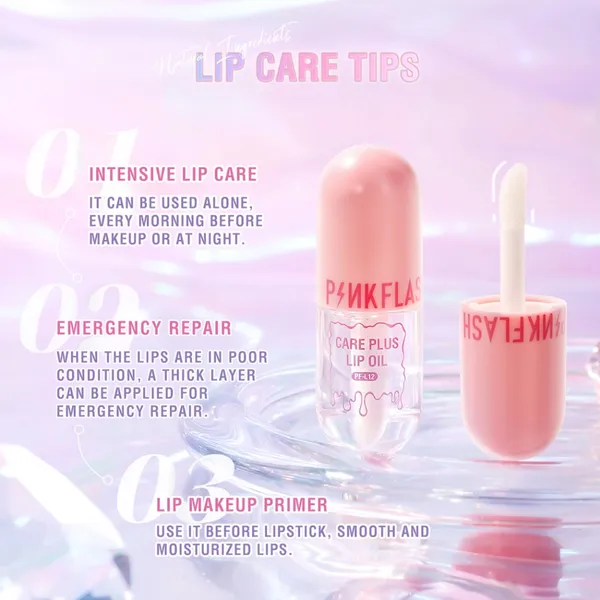 PINKFLASH PF-L12 Care Plus Waterproof Lip Gloss Oil - 4ml – View 4
