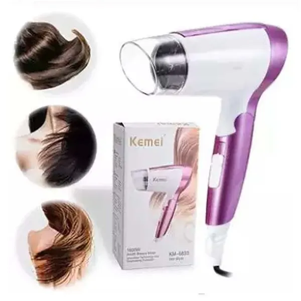 Kemei KM-6833 1600W Foldable Hair Dryer for Women – View 3