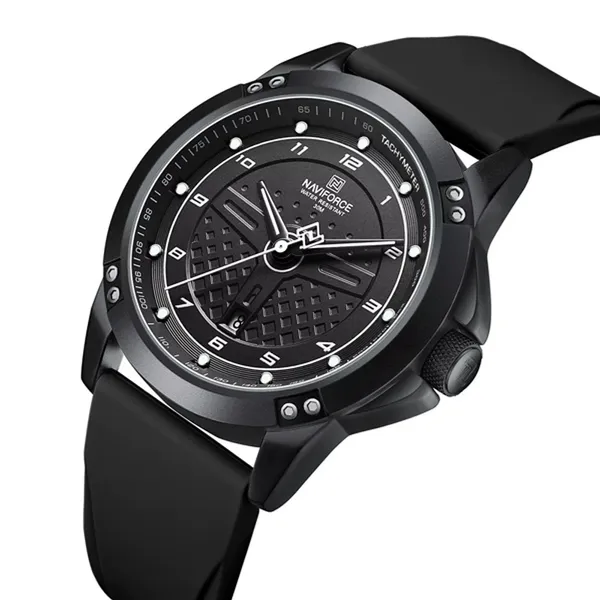 Naviforce NF8031 Dynamic Racing 3ATM Waterproof Men's Watch – Dial Color: Black, Strap Color: Black – View 2