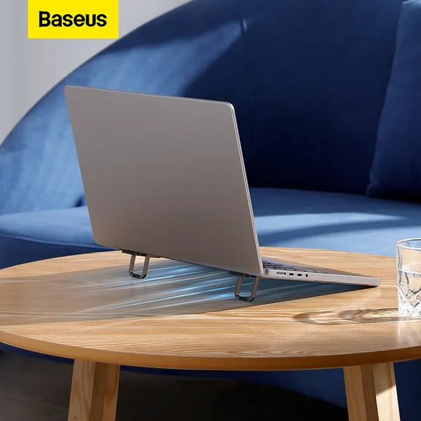 Baseus Slim Laptop Kickstand 2pcs Premium Metal Folding Portable Laptop Stand – Color: Black – View 3