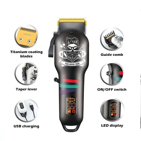 VGR V-699 Salon Series Professional Hair Trimmer – Color: Black – View 3