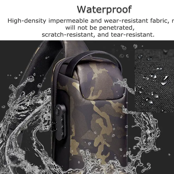 Bange 22085 Anti-theft Water Resist High Density Fabric Cross body Chest Bag – Color: Green – View 2