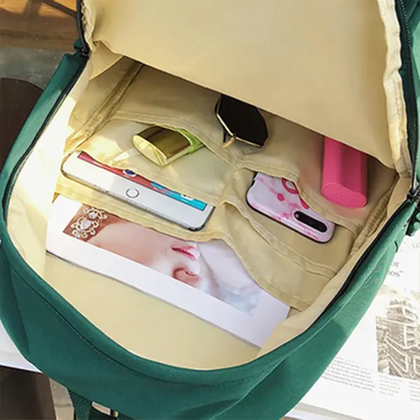Korean Style Multiple Pockets for Organization Backpack - Deep Green – View 4