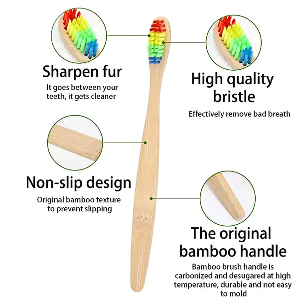 Proclean Regular AB-2043 Natural Bamboo Toothbrush Multi-Color – View 4