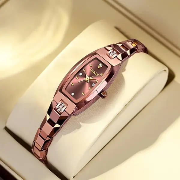 Olevs 5501 Slim Thin Japan Quartz Movement Woman’s Watch – Dial Color: Brown, Strap Color:  Brown  – View 4