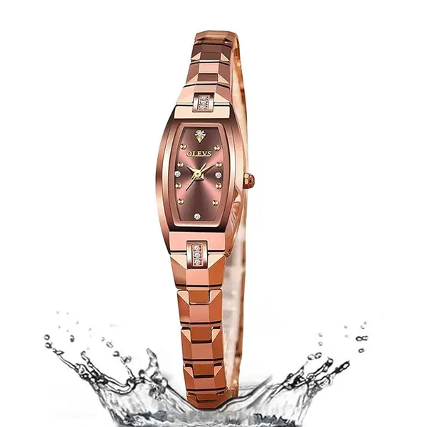 Olevs 5501 Slim Thin Japan Quartz Movement Woman’s Watch – Dial Color: Brown, Strap Color:  Brown  – View 3