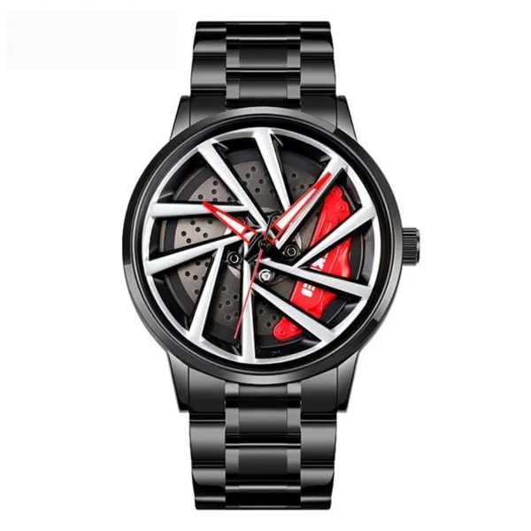 SKMEI 1990 Model-C Rolling Wheels Dial Creative Fashion Men's Watch – Dial Color: Red, Strap Color: Black – View 1
