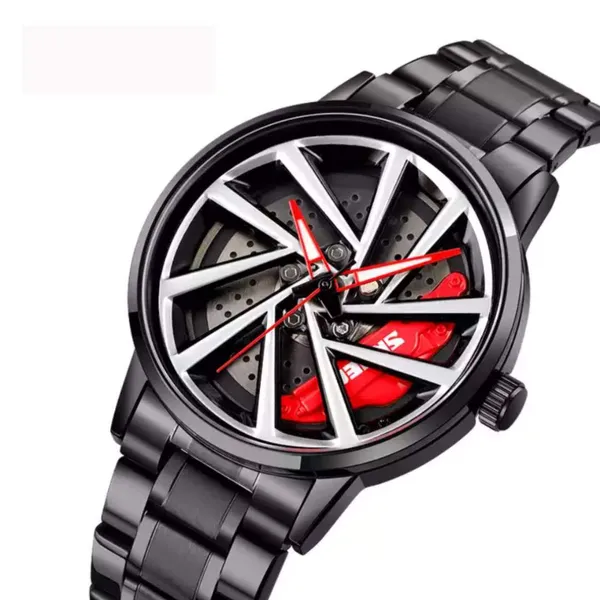 SKMEI 1990 Model-C Rolling Wheels Dial Creative Fashion Men's Watch – Dial Color: Red, Strap Color: Black – View 2
