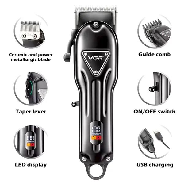 VGR V-051 Digital Display Professional Cordless Hair Clipper Trimmer for Men – View 3