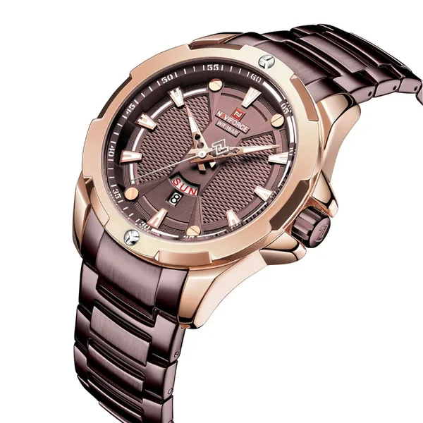 NAVIFORCE NF9161 Stainless Steel Analog Men's Watch – Dial Color: Rose, Strap Color: Rose – View 2