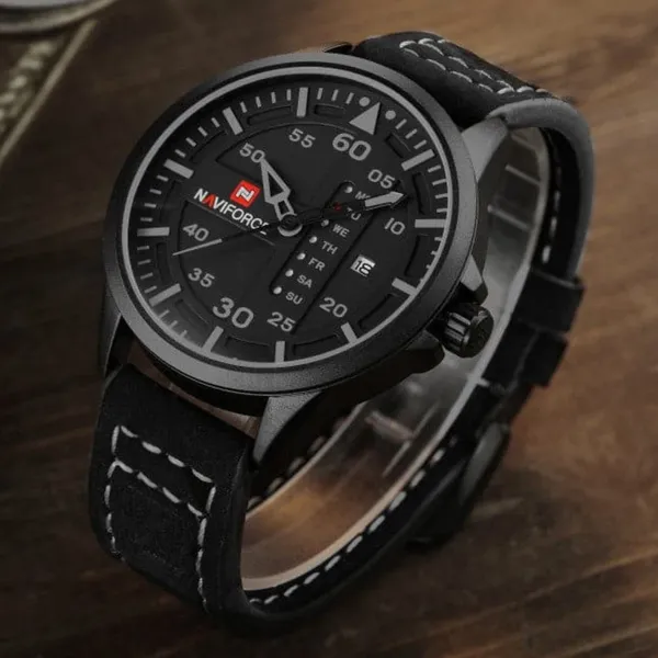 NAVIFORCE NF9074 Luxury Military Quartz Sports Men's Watch – Dial Color: Grey, Strap Color: Black – View 3