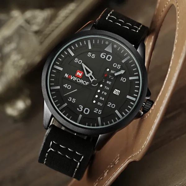 NAVIFORCE NF9074 Luxury Military Quartz Sports Men's Watch – Dial Color: Grey, Strap Color: Black – View 4