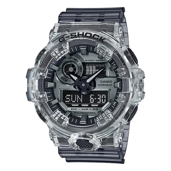 Casio GA-700SK-1A G-Shock Ethereal Skeleton Translucent Multipurpose Men's Watch – Dial Color: White, Strap Color: Black – View 1