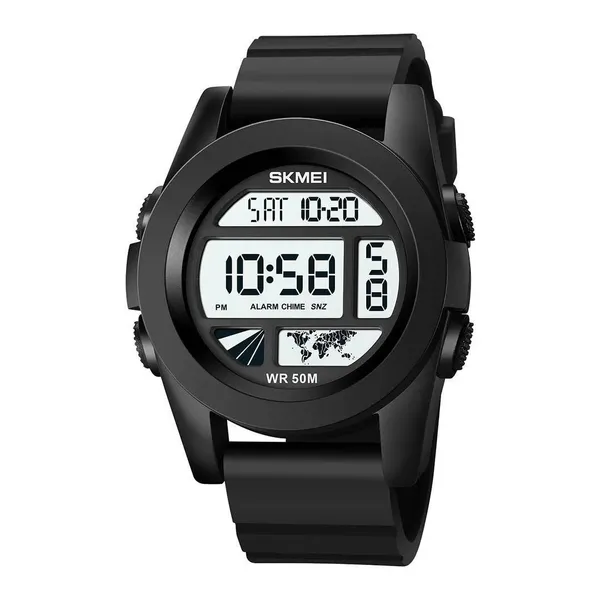 SKMEI 1906 Fashion Stopwatch Waterproof Digital Sports Men's Watch – Dial Color: White, Strap Color: Black – View 1