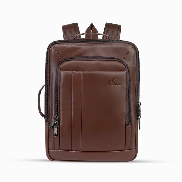 3G Smart Waterproof Stylish 3 in 1 Leather Backpack – Color: Brown – View 2