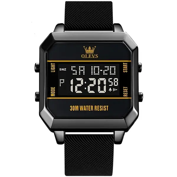 OLEVS 1103 Cool Waterproof LED Display Multifunctional Digital Men's Watch – Dial Color: Black, Strap Color: Black – View 1