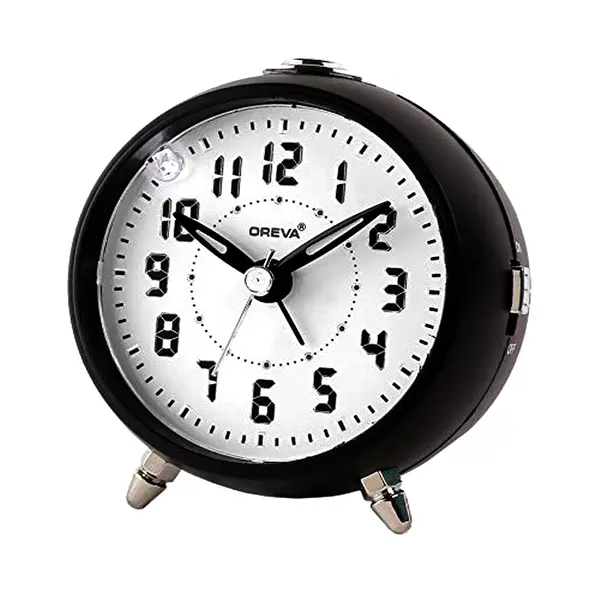 OREVA Plastic Alarm Table Clock with LED and 4 Step Buzzer Sound – Color: Black – View 1