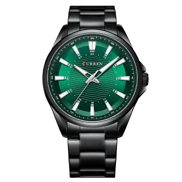 Curren 8424 Luxury Stainless Steel Quartz Casual Fashion Men's Watch – Dial Color: Green, Strap Color: Black – View 1
