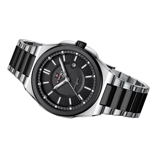 Naviforce 9212 Authentic Stainless Steel Analog Men's Watch – Dial Color: Black, Strap Color: Black – View 2