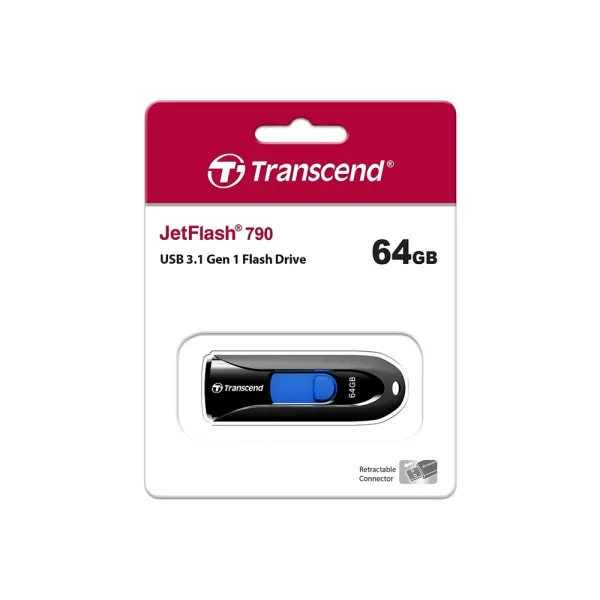 Transcend V-790K 64GB USB 3.1 Gen 1 Pen Drive – Storage Capacity: 256 GB – View 3