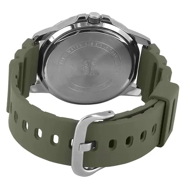 CASIO MTP-VD01-5EVUDF Enticer Stainless Steel Case Luminescent Men's Sports Analog Watch – Dial Color: Black, Strap Color: Green  – View 3