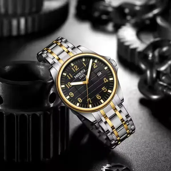 Nibosi 2572 Stainless Steel And Multifunction Waterproof Men's Watch – Dial Color: Black, Strap Color: Black – View 2