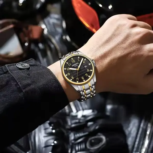 Nibosi 2572 Stainless Steel And Multifunction Waterproof Men's Watch – Dial Color: Black, Strap Color: Black – View 3