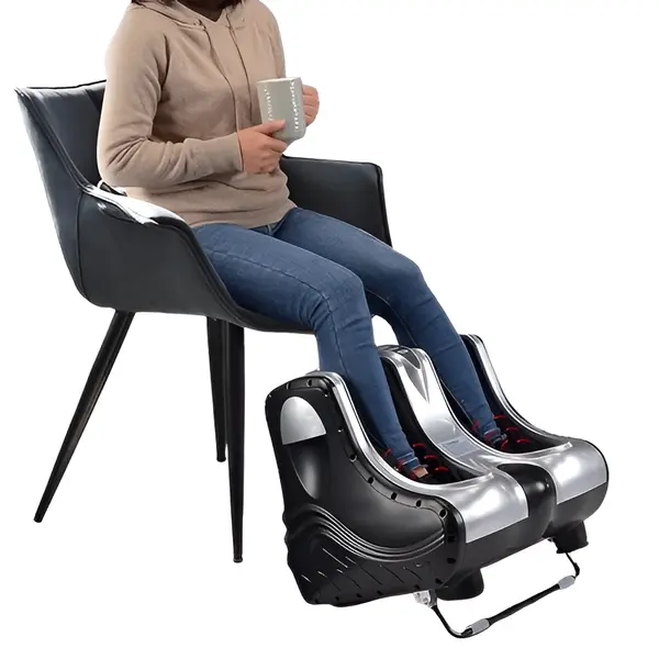 Heat-Enabled Electric Foot & Kneading Leg Massager – Color: White – View 3
